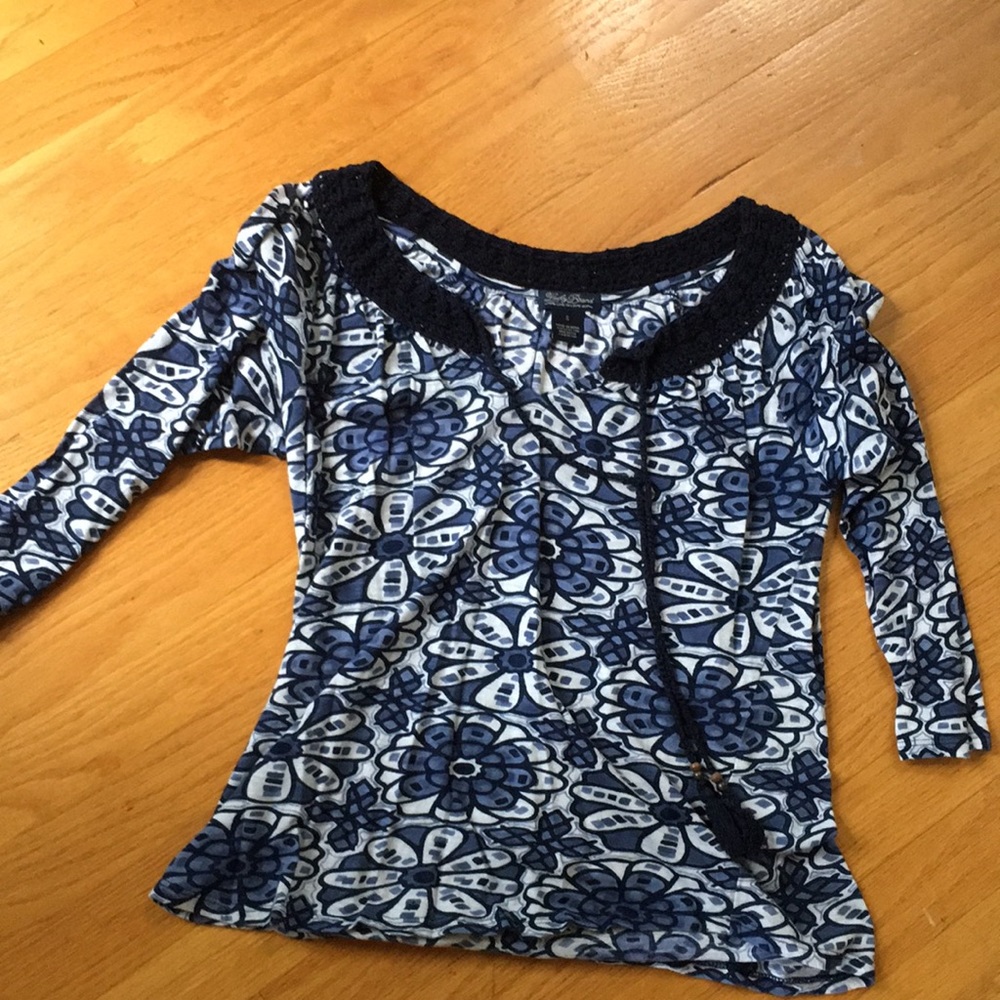 Lucky Brand Top with Macrame detail.
